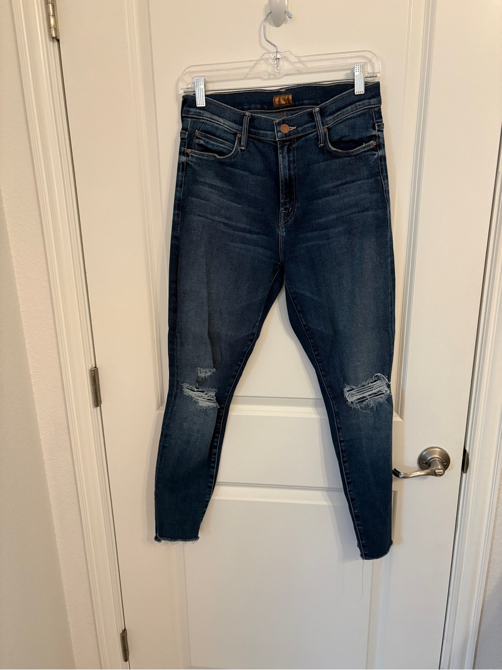 MOTHER Stunner Zip Ankle Step Fray Jeans Distressed Sz 29
